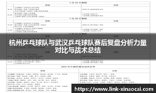 杭州乒乓球队与武汉乒乓球队赛后复盘分析力量对比与战术总结